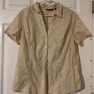 Eddie Bauer Cream Men’s Casual Button Down Shirt Relaxed Fit size XL